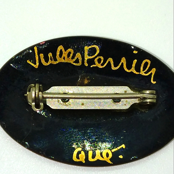 SOLD              Vintage Enamel on Copper Brooch signed By Artist - Picture 3 of 8